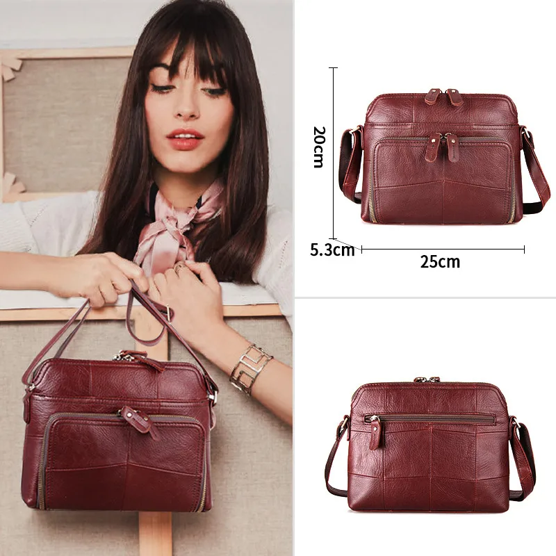 Leather Brown Cobbler Legend, Женская однотонная сумка с несколькими карманами и держатель для карт, Повседневная Натуральная кожа, сумка через плечо, дизайнерские сумки - Цвет: Leather Brown