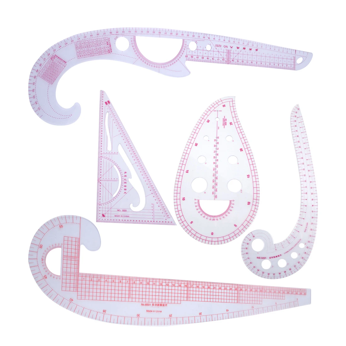 5 шт./компл. прозрачный мульти стиль Французский кривой Метрическая линейка