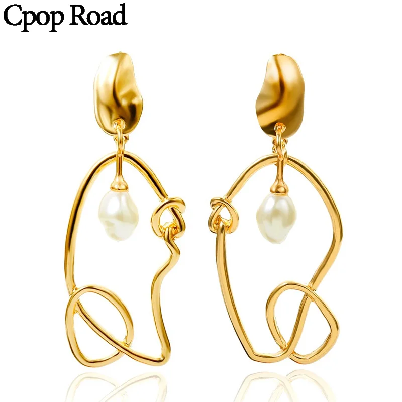 Женские асимметричные серьги с имитацией жемчуга M & G эффектные геометрической