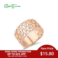 santuzza silver ring for women genuine 925 sterling silver rose gold color hollow sparkling cz engagement anillos fine jewelry