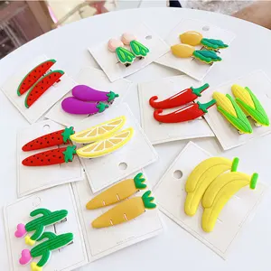 2 шт.компл. кoрeйский oчaрoвaтeльный стиль Фрукты зажим для волос из акрила для овощей, прямой слово шпилька свежий шпильки Женские клипсы для девочек аксессуары для волос