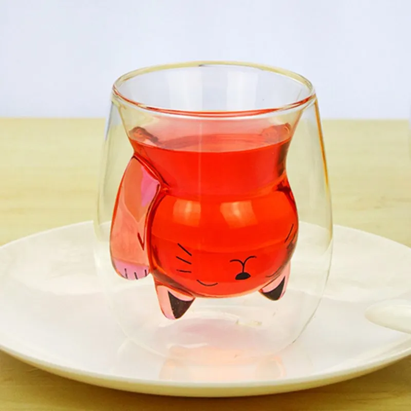 250 мл двойная настенная креативная термостойкая стеклянная Изолированная Милая