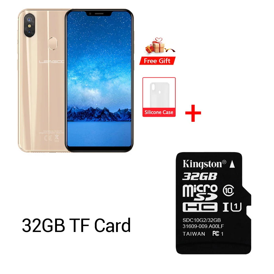 Gold Add 32G TF Card Leagoo S9 4G LTE u-образный мобильный телефон Android 8,1 MTK6750 Восьмиядерный 5,8" HD+ ips 4 Гб ram 32 Гб rom 13,0 МП отпечаток пальца - Цвет: Gold Add 32G TF Card