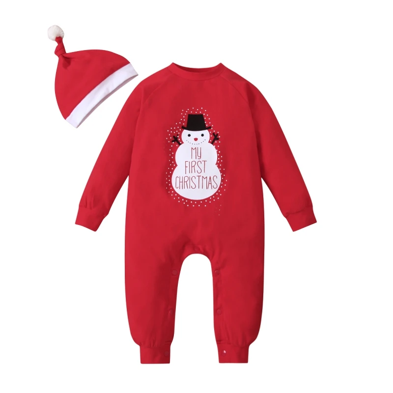 

Bobora Christmas Romper Baby Boys Girls Long Sleeve Pajamas Jumpsuit Xmas Outfits + Headband for Newborn 0-24 Months