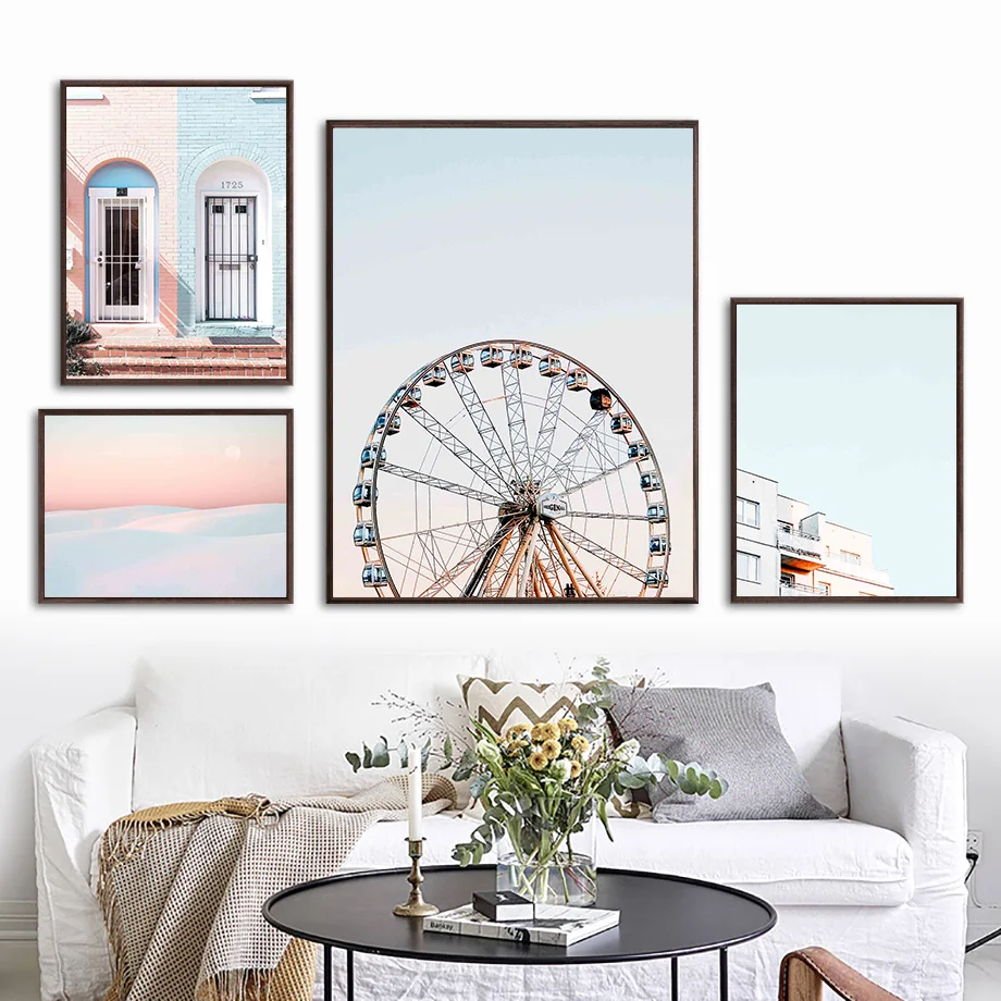 

Bohemia House Arches Ferris Wheel Sun Sky Wall Art Canvas Painting Nordic Posters And Prints Wall Pictures For Living Room Decor