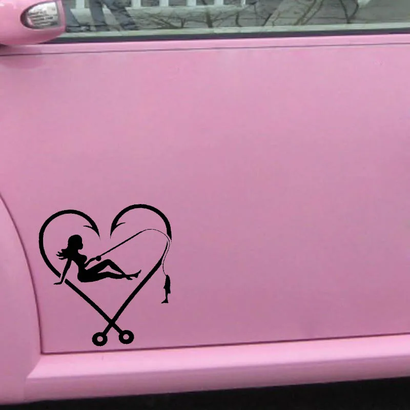 

Car Sticker Personality I Love Fishing Sexy Girl Hook Heart Fish Line Auto Motorcycle Exterior Accessories Vinyl Decal