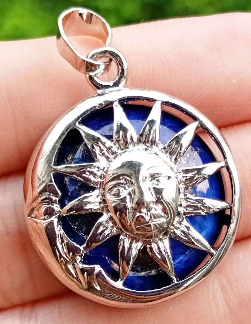 Ляпис лазурь подвеска в виде подсолнуха драгоценные камни энергия рейки