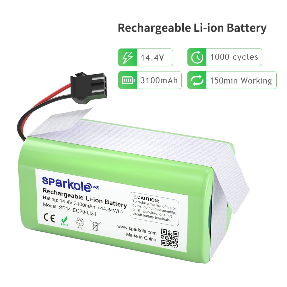 

14.4V 3100mAh Li-ion Rechargeable Battery for Ecovacs Deebot N79S N79 Eufy RoboVac 11 11S Cecotec Conga Excellence Battery 1090