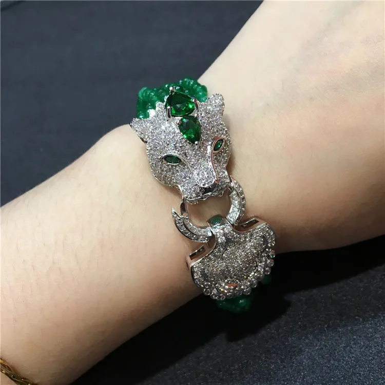 Ручная работа леопардовая головка микро инкрустация Циркон застежка камень