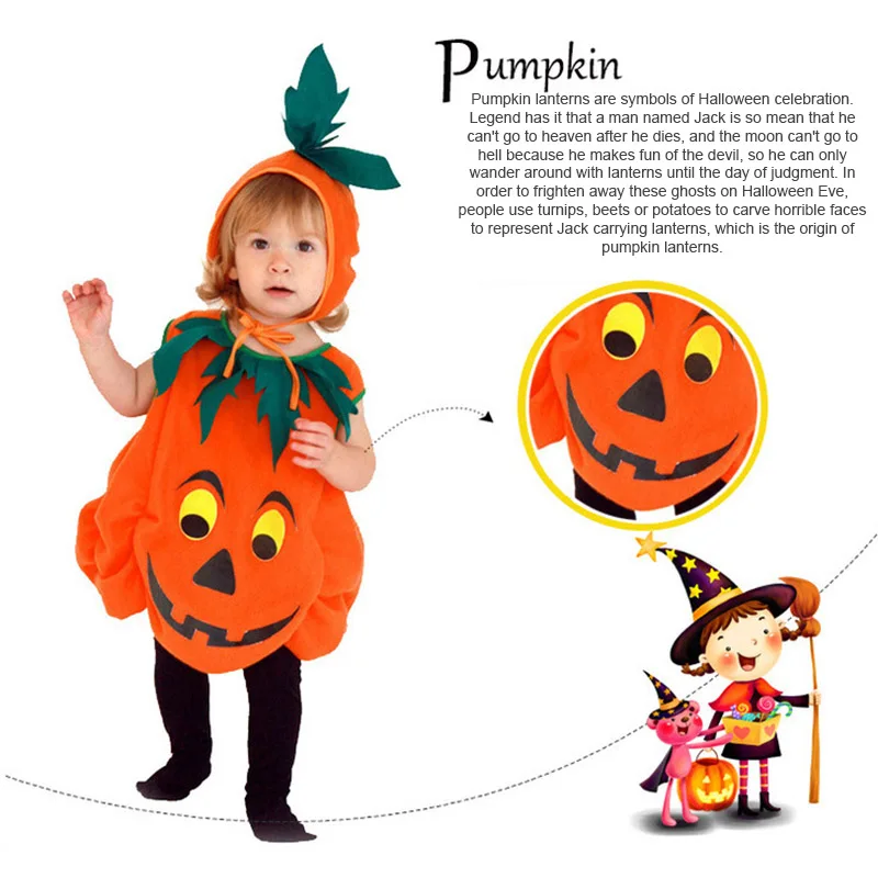 Новинка Нарядный комбинезон без рукавов с тыквой для маленьких детей на Хэллоуин