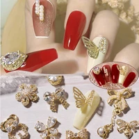 3d butterfly manicure zircon diamond bear metal pendant chain nail art decorations nail art jewelry nail rhinestones