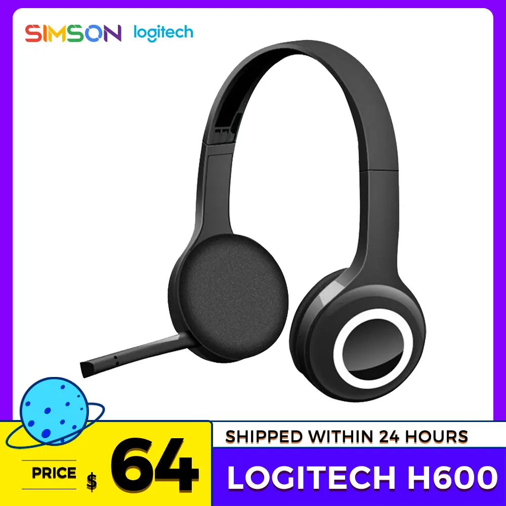 

Беспроводная гарнитура Logitech H600 с шумоподавлением, нано портативные игровые стереонаушники с микрофоном для ПК Win MAC OS