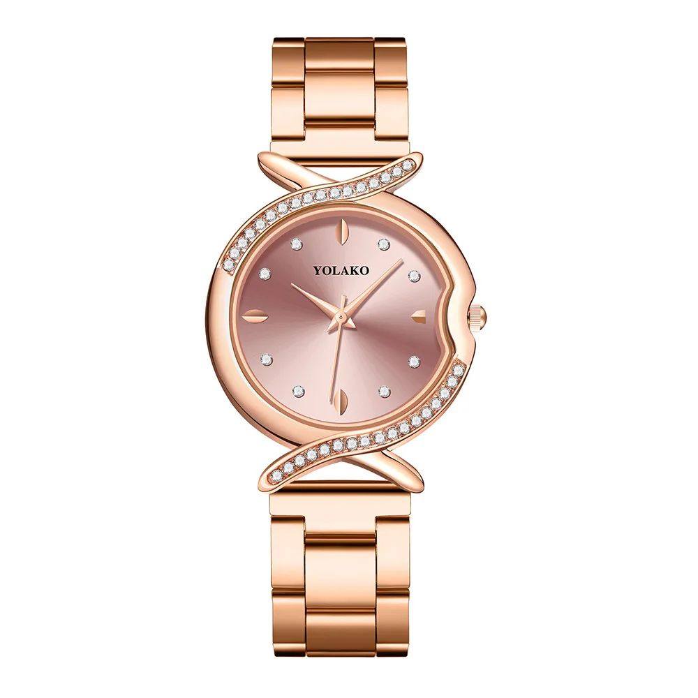 

YOLAKO Luxury Women Rhinestone Wristwatches Alloy Fashion Ladies Quartz Watches High quality Stainless steel Watch for Women