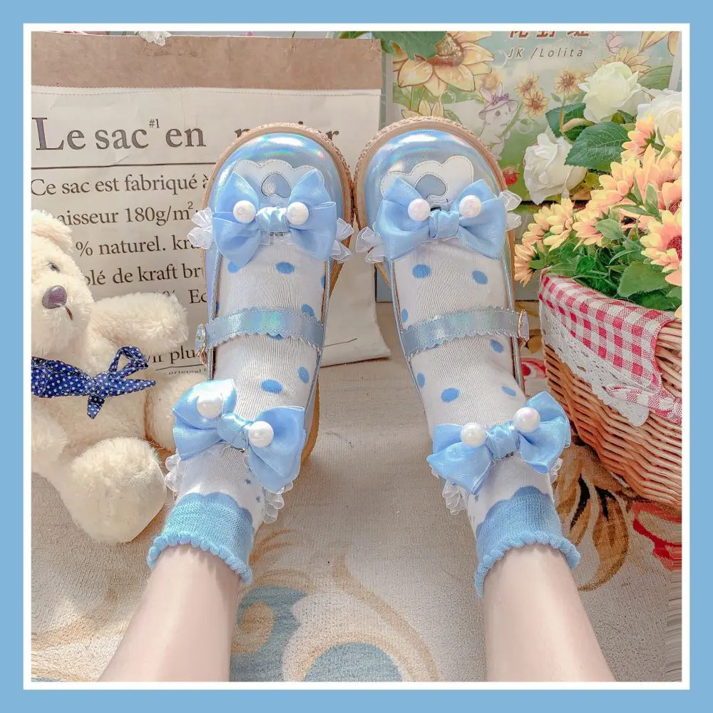 

Harajuku Style Lolita Cute Girl Soft Sister Round Head Single Shoes JK Bow Lace Shallow Mouth Shoes Platform Leather Shoes