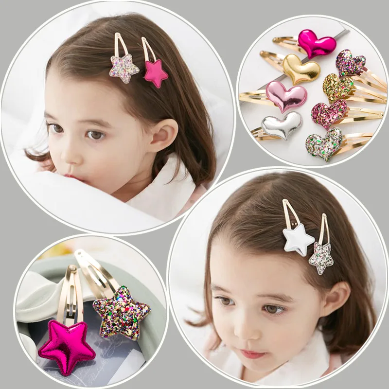2PC Fashion Star Love Crown Children's series Hair Pins Barrettes lovely Girls Grips Alloy Accessories HeadWear | Детская одежда и