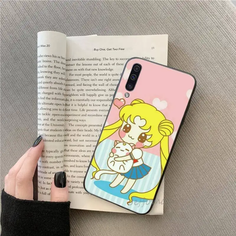 

pink luna Sailor Moon anime Phone Case For Samsung galaxy S note 7 8 9 10 20 fe edge A 6 10 20 30 50 51 70 lite plus Funda coque