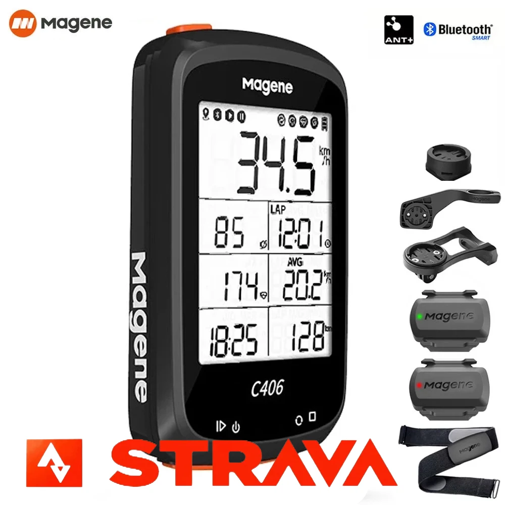 

Magene C406 GPS Bicycle Computer Strava Wireless Bike Speedometer Odometer Ant+ Speed and Cadence Sensor H64 Heart Rate Monitor