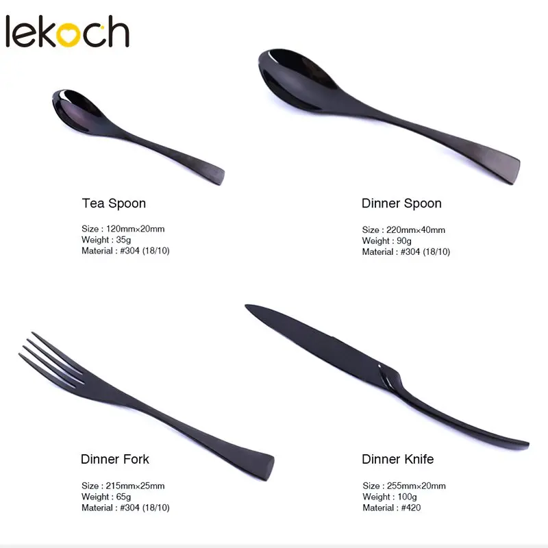 Lekoch Black kaya 4 шт./компл. столовые приборы из нержавеющей стали набор посуды столовый