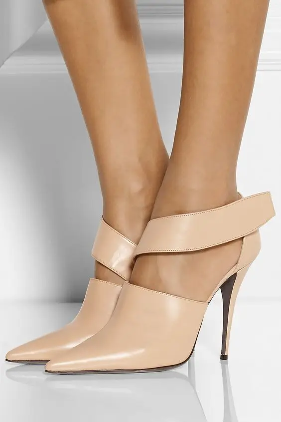 

Pointed thin heel Velcro simple fashion high heels solid color high heels