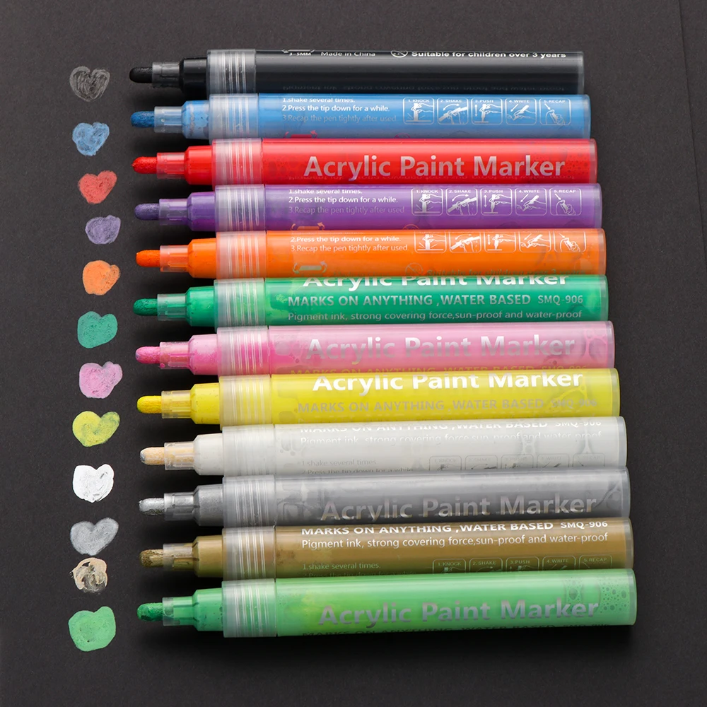 1 шт. прочные акриловые маркеры для рисования Перманентная металлическая