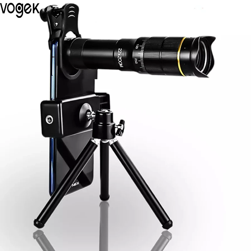 

Объектив для камеры телефона Vogek 22x монокулярный Телескоп оптический зум HD телефото Внешняя камера наружная универсальная для смартфона