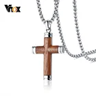 Vnox Высокое качество палисандр крест кулон ожерелье для мужчин Нержавеющая сталь Мужской молитва ювелирные изделия