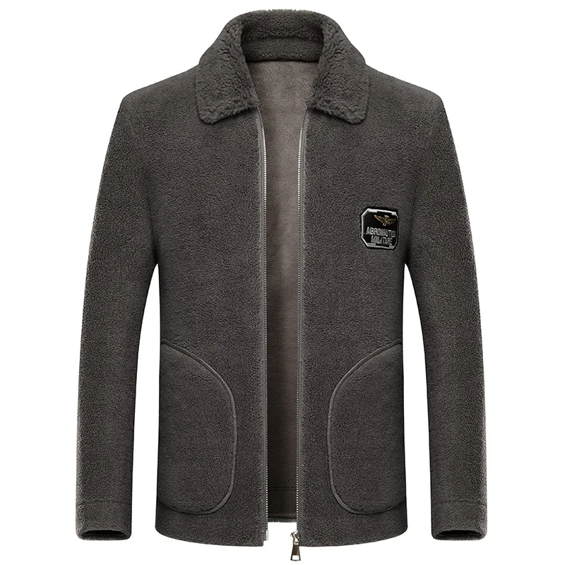 Роскошная мужская меховая куртка повседневное пальто с отложным воротником на