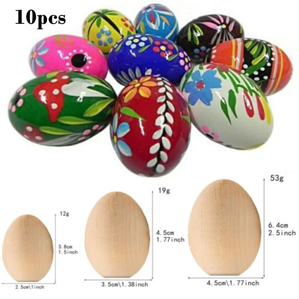 

Wood Simulation Eggs Manual Painted DIY Creative Easter Egg Children Toy 3 Sizes Natural Non-toxic Artificial Chicken Eggs Decor