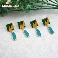 new korean simple geometric square green dangle drop earrings for women geometric fashion earrings ear clips jewelry gift
