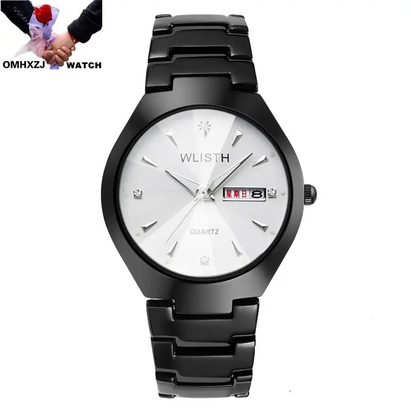 

OMHXZJ W09 Luminous tungsten steel color waterproof fashion trend casual classic calendar display quartz movement couple Watch