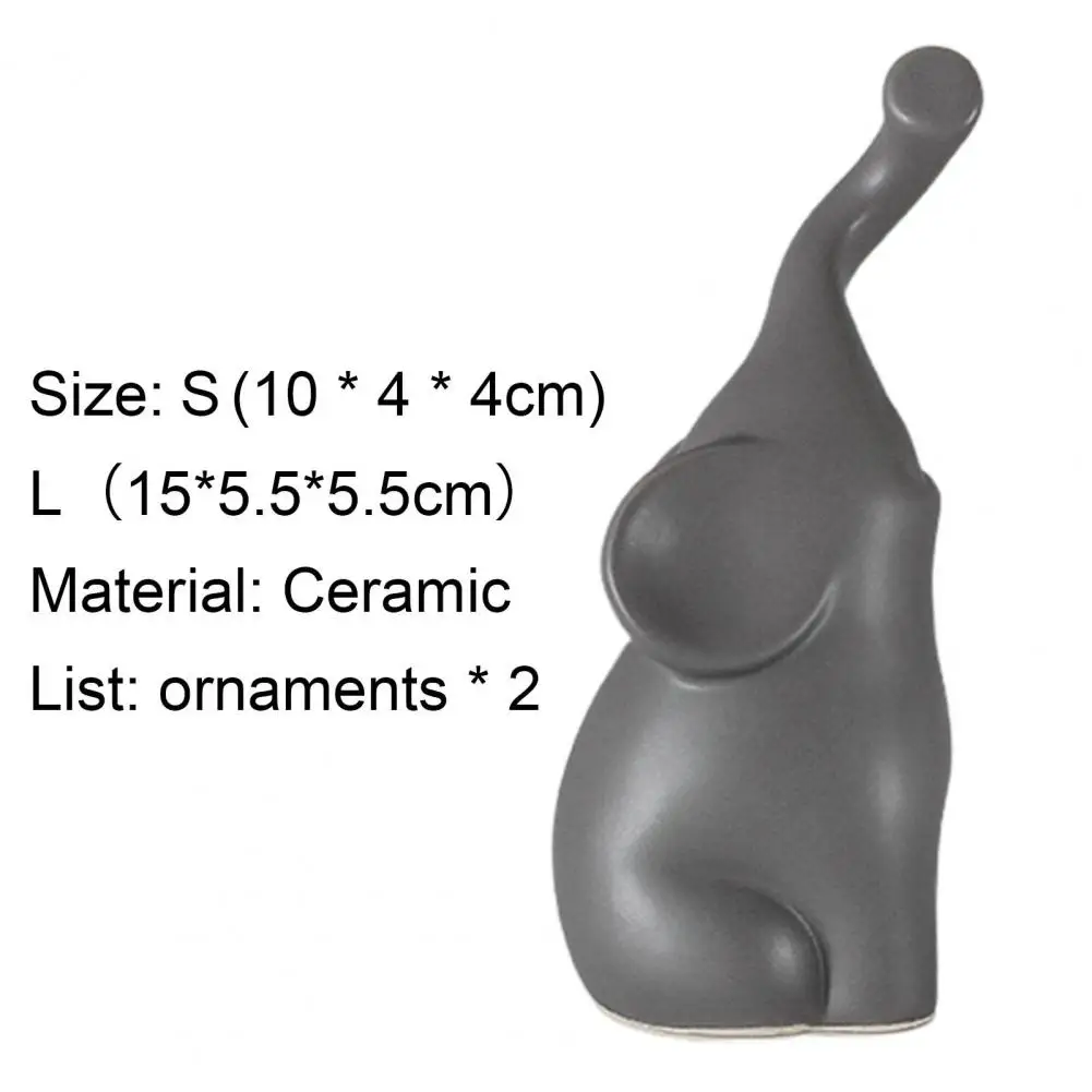 

2Pcs Creativity Animal Decoration Delicate Nice-looking Ceramic Two-elephant Shape Simple Shelf Display Mold for Daily Life