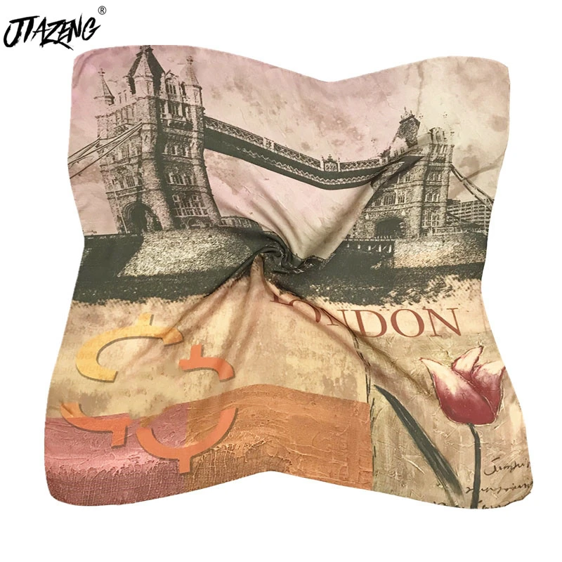 

2021 Summer New 70cm*70cm Square Silk Scarf For Women Satin Turban Scarf Ladies Printed Silk Scarf Shawl Wholesale Customization