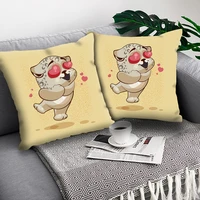 cute cat cushion covers pillow case decor cartoon animal print cushion cover soft plush pillowcase sofa decorative pillow funda