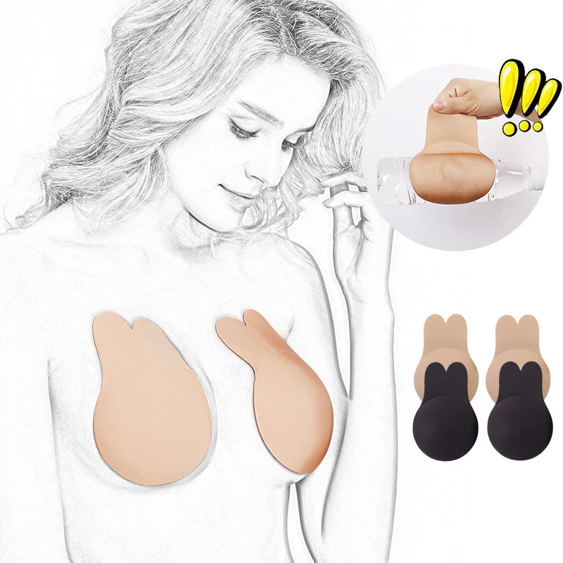 

9CM-13CM Plus Size Rabbit Nipple Cover Breast Petals Intimates Accessories Push Up Invisible Bra Reusable Breast Stickers 1Pair