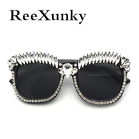 new vintage rhinestone sunglasses women 2022 crystal diamond oversized black sunglass brand designer shades uv400 lunette femme