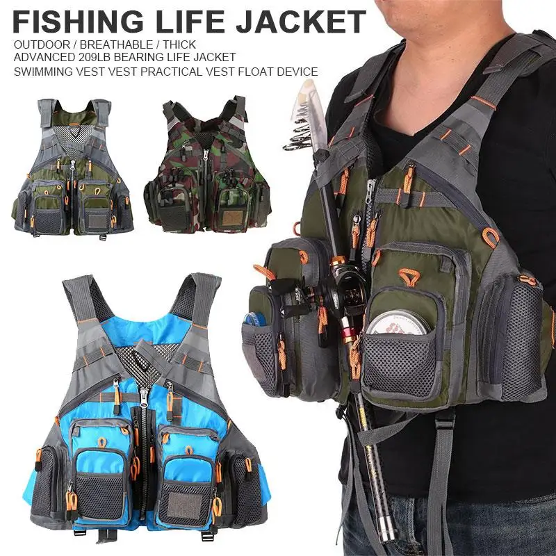 

Fishing Jacket Fishing Waistcoat Swimming Multi-Function Outdoor Sport 50-110KG Oxford Cloth Fishing Vest Multiple Pockets