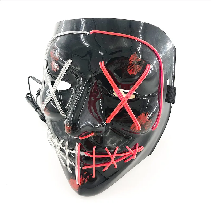 Хэллоуин ужас лицо EL Wire костюмная Маска Косплей Аксессуары светильник ящаяся