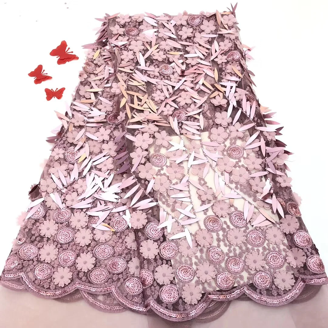 

African Embroidered Fabric Soft 3D Flowers Tulle Flower Luxury French Laces Fabric, Appliques African Lace Fabrics RF3026