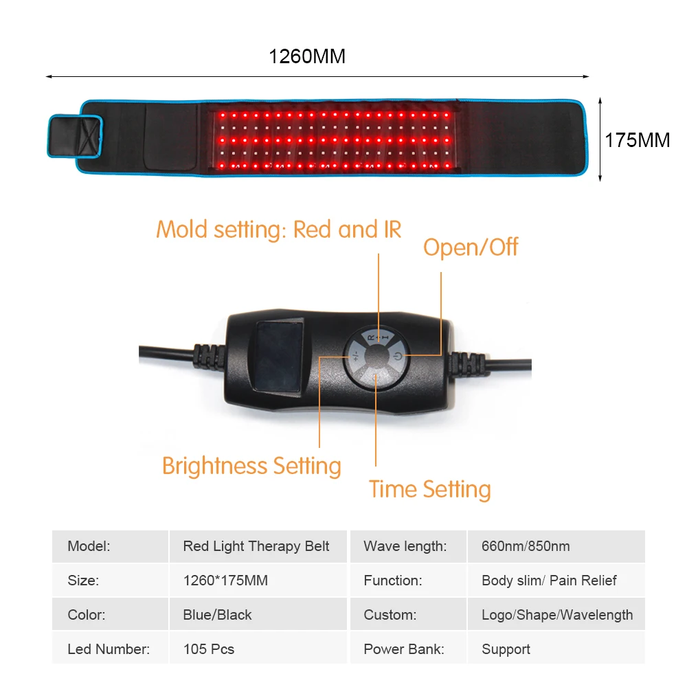 red infrared light therapy belt for pain relief home use flexible wearable wrap deep therapy massager device for waist free global shipping