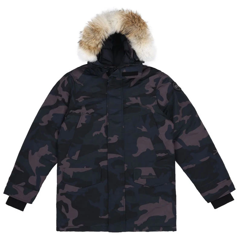 Мужская зимняя куртка с натуральным мехом койота на гусином пуху Классическая