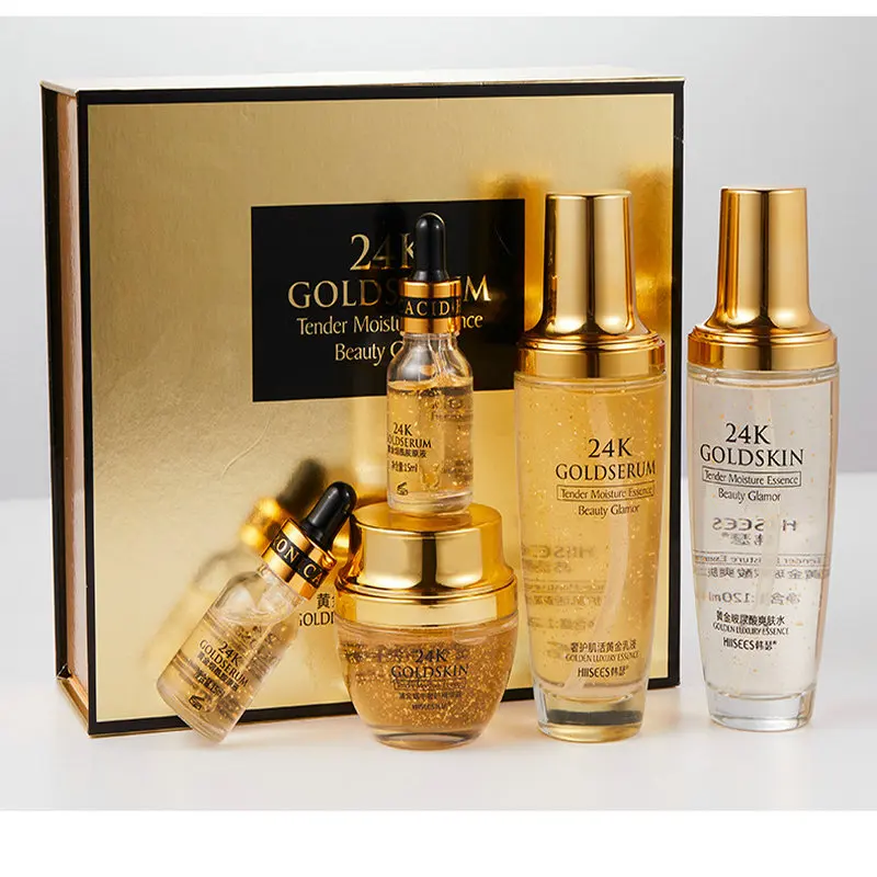 

Laikou 24K Gold Gift Box Kit Five-Piece Set Anti Aging Moisture Nourish Smooth Facial Brighten Comprehensive Skin Care Cosmetics
