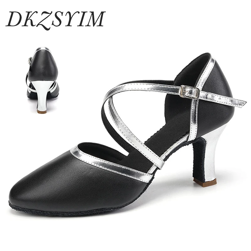 

DKZSYIM Women Tango Dance Shoes for girls Wedding Banquet Ballroom Latin Salsa Shoes High-Heeled Professional Dance Sneakers