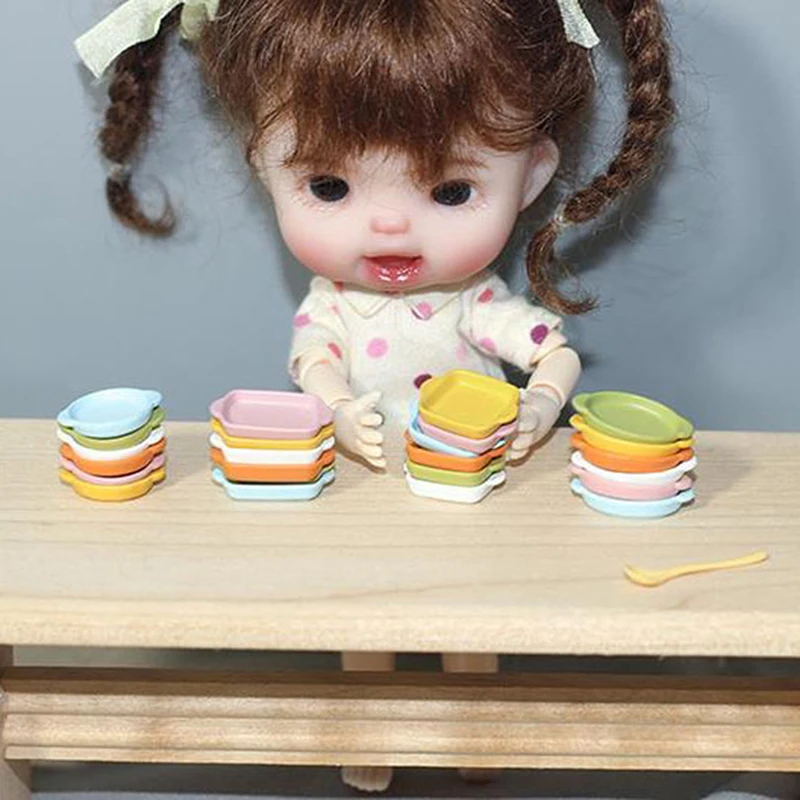 

4Pcs/set 1:12 Dollhouse Miniature Plate Mini Tray Model Dessert Cake Dolls House Kitchenware Food