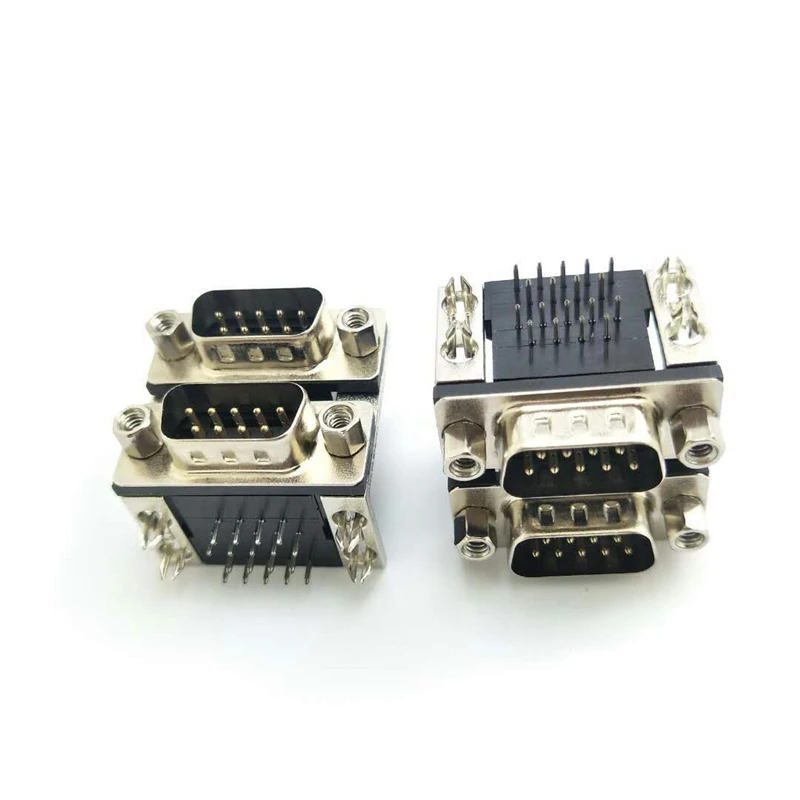 Бесплатная доставка 2 шт. двойной DR9 DB9 смешанный D-Sub Женский Штекерный разъем 90
