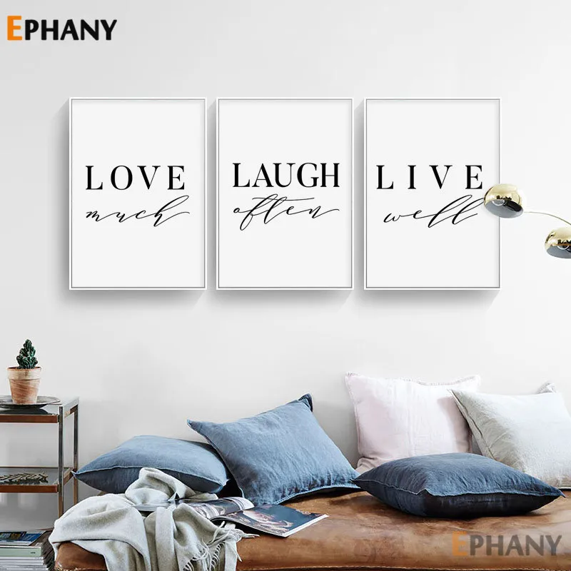 Живое смех любовь цитата Картина на холсте простой принт минималистичный