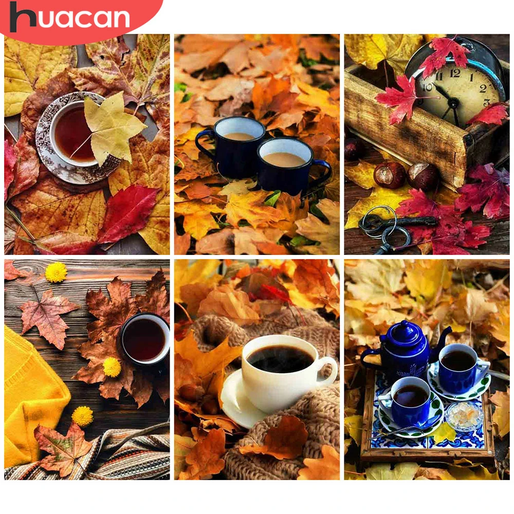 

Алмазная живопись HUACAN, Набор для вышивки квадратными/круглыми стразами, кофейная мозаика, 5D «сделай сам», для осени