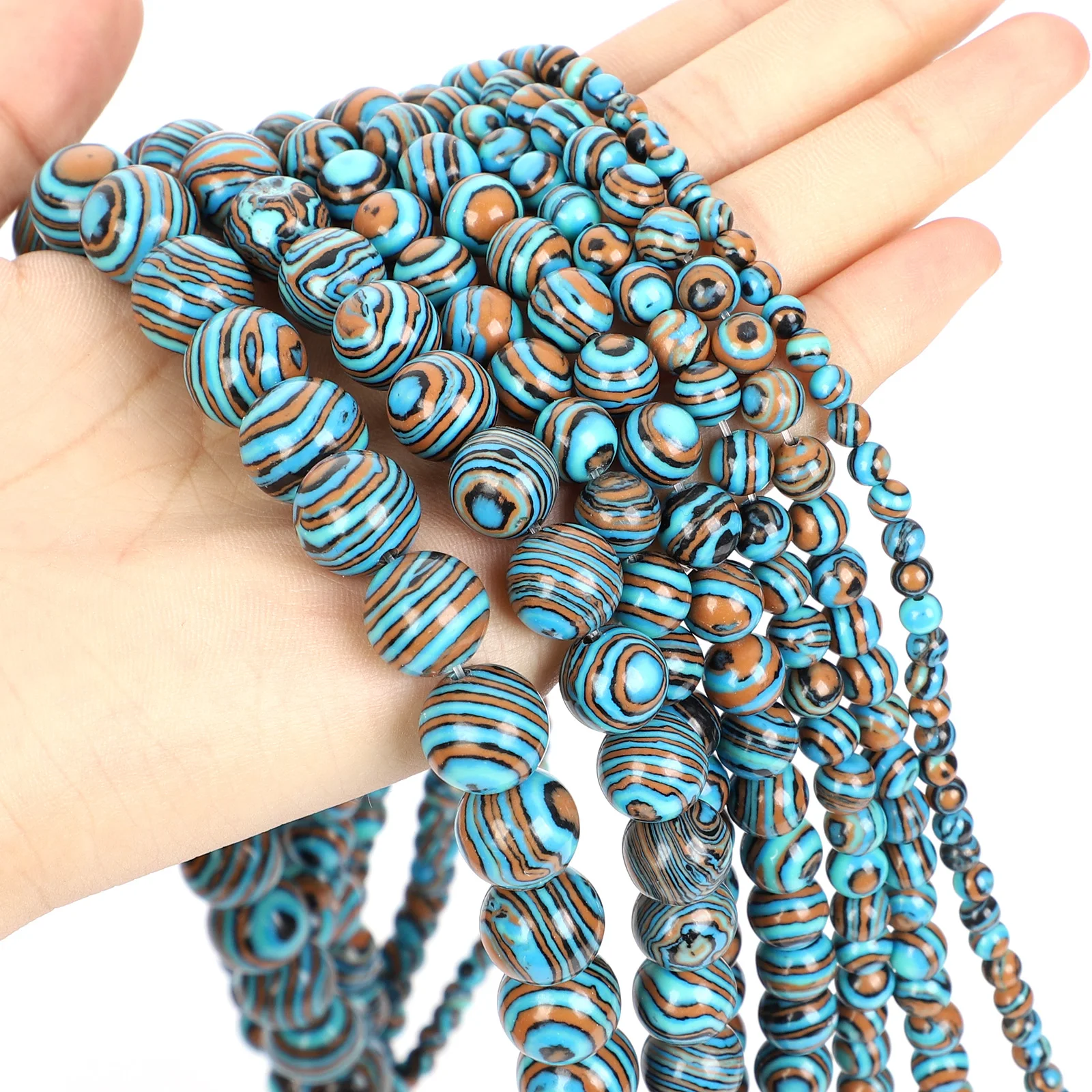 Бусины из Малахита для изготовления ювелирных изделий круглые синтетические