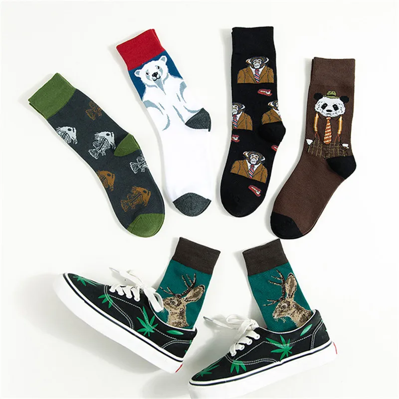 

Happy Socks High Quality Combed Cotton Socks Pattern Long Tube Funny Novelty Skateboard Crew Casual Crazy Animal Socks women