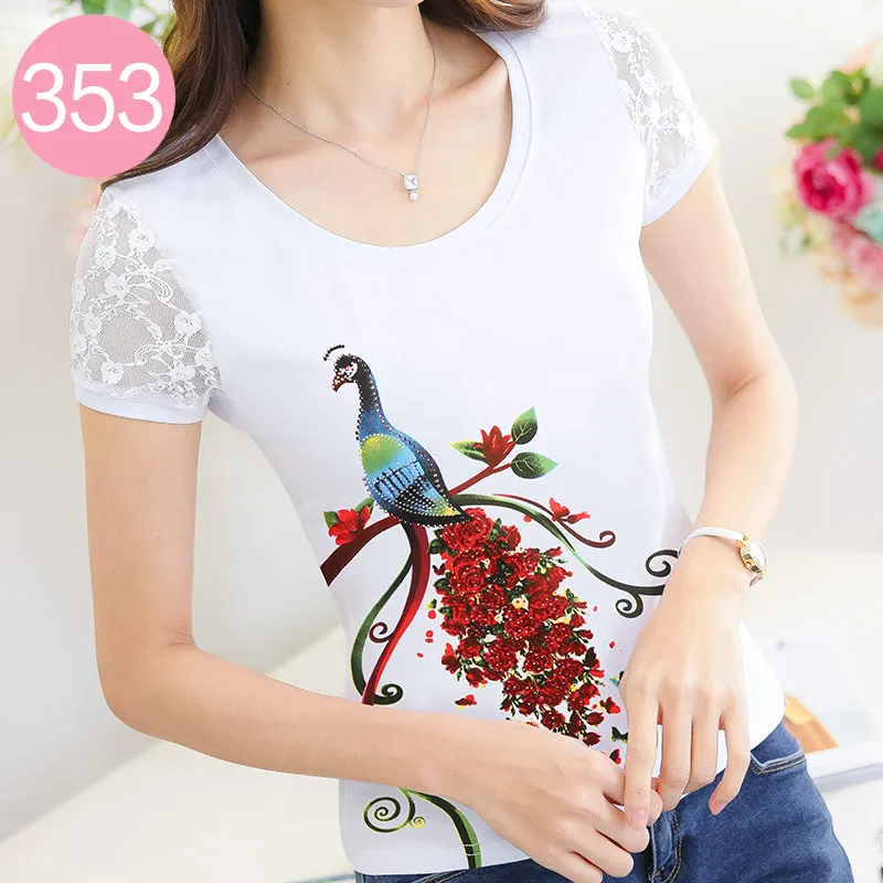 Горячая Алмаз футболки 2019 новые летние женские Стразы Футболка женская верхняя