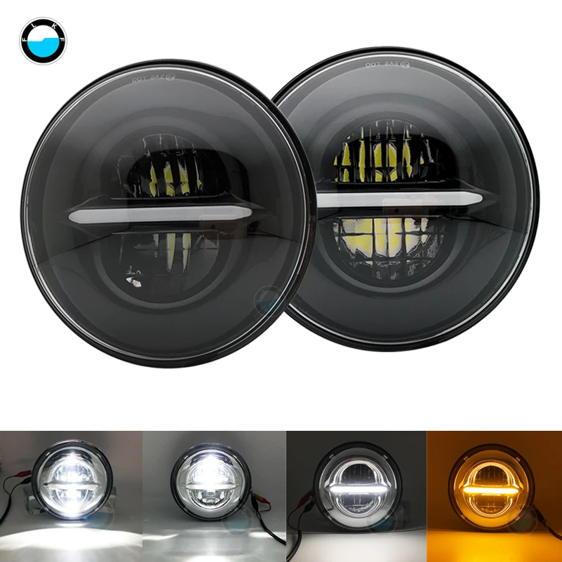 Для Jeep Wrangler светодиодные фары 7 дюймовые круглые дальнего и ближнего света plug &amp